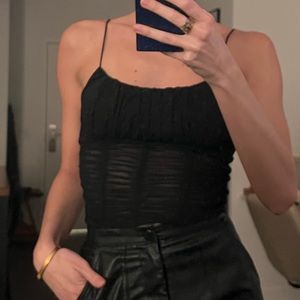 SELLING TWO TOPS - BLACK MESH / TIE PRINCESS POLLY CROP TOPS BOTH SIZE XS
